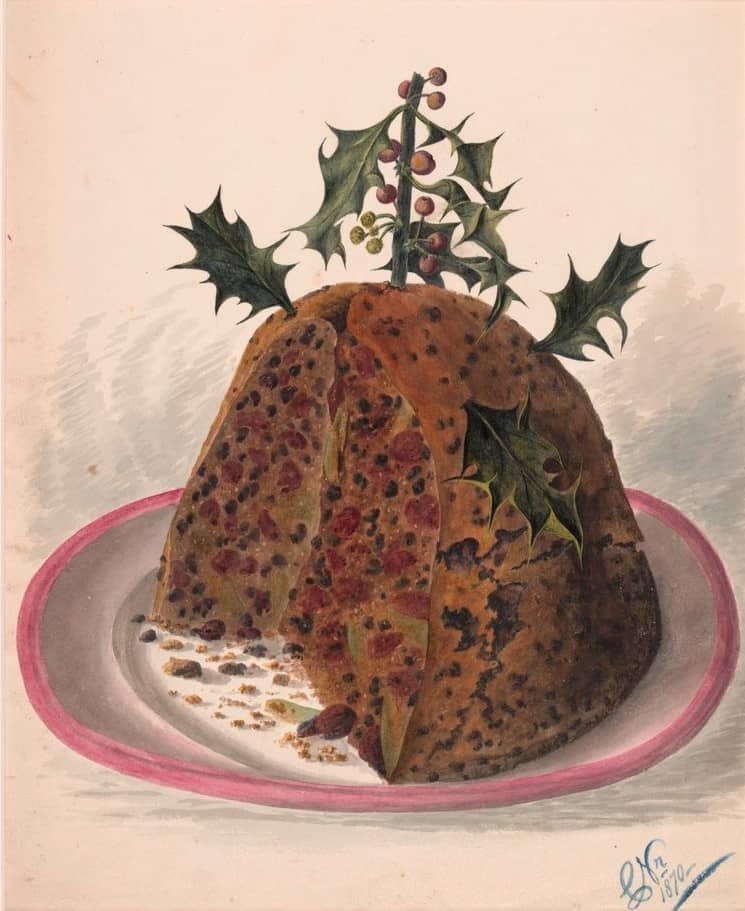 Christmas Pudding Watercolour Painting